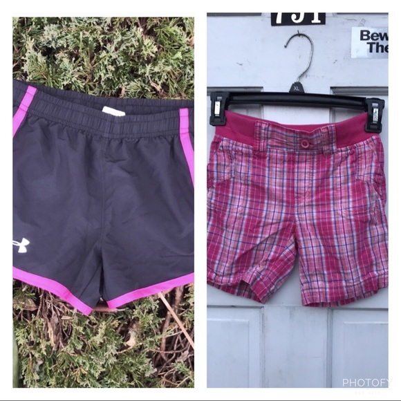 Under Armour Heat Gear Athletic Shorts Pink Plaid - Picture 7 of 15